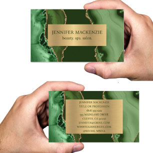 Elegantes Grün- und Gold-Achat-Luxusdesign Visitenkarte