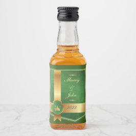 Elegantes Grün und Gold Alkoholflaschenetikett