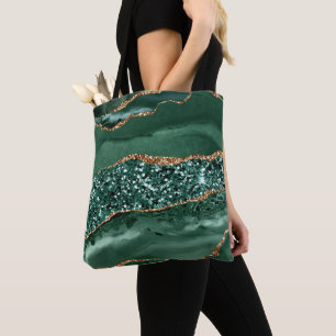 Elegantes Grün und Gold Glitter Ocean Achat