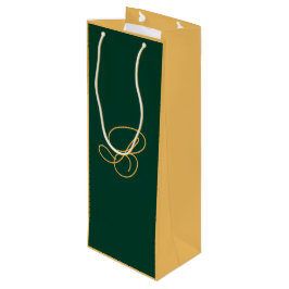 Elegantes Grün- und Gold-Monogramm-Schriftname Geschenktüte Für Weinflaschen