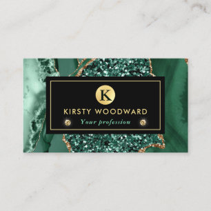 Elegantes Grün und Gold Ozean Glitter Achat Visitenkarte