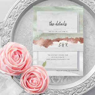Elegantes Grün und Grau Rose Gold Einladungsbanderole