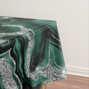 Elegantes Grün- und Silber-Glitter-Achat-Muster Tischdecke