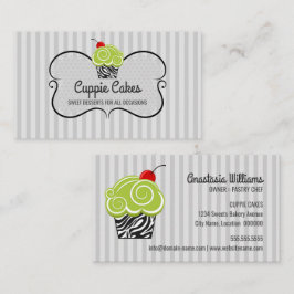 Elegantes Grün und Zebra Muster Cupcake Backen Visitenkarte