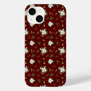 Elegantes Grün-Weiß-Blumenmuster Marine Case-Mate iPhone 14 Hülle