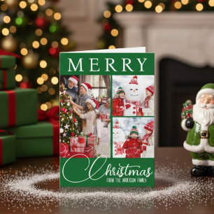 Elegantes Grün & Weiß Frohe Weihnachten Drei Foto