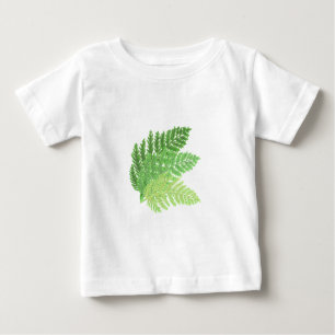 Elegantes grünes Aquarellenfarn-Waldland-Blätter Baby T-shirt