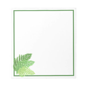 Elegantes grünes Aquarellenfarn-Waldland-Blätter Notizblock