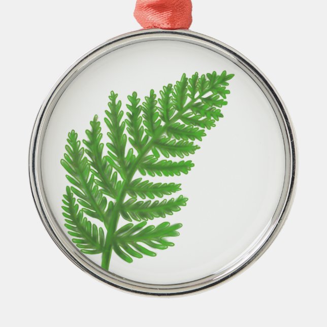 Elegantes grünes Aquarellenfarn-Waldland-Blätter Ornament Aus Metall (Vorne)