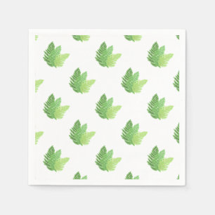 Elegantes grünes Aquarellenfarn-Waldland-Blätter Serviette