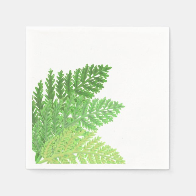 Elegantes grünes Aquarellenfarn-Waldland-Blätter Serviette (Vorderseite)