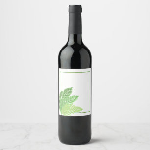 Elegantes grünes Aquarellenfarn-Waldland-Blätter Weinetikett