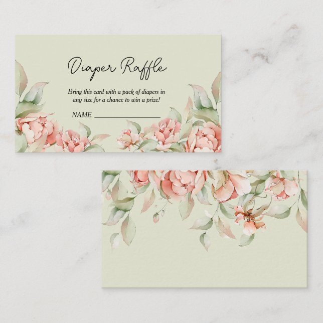 Elegantes, grünes Baby-Duschdusche Windelwanne Begleitkarte (Vorne/Hinten)