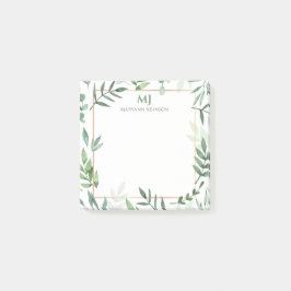 Elegantes grünes Blätter Personalisiert Post-it Klebezettel
