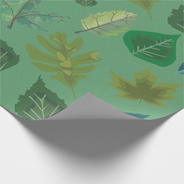 Elegantes grünes Blattmuster-Geschenkpapier  Geschenkpapier (Ecke)