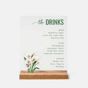 Elegantes grünes Blumenhochzeitsmenü Acrylschild