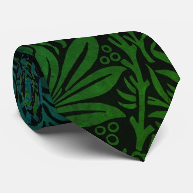 Elegantes grünes Boho-Blumenmuster Krawatte (Gerollt)