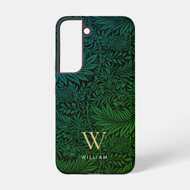 Elegantes grünes Boho-Botanik-Muster-Monogramm Samsung Galaxy Hülle (Rückseite)