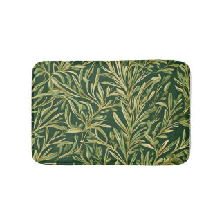 Elegantes grünes botanisches Vintage-Blattmuster Badematte