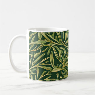 Elegantes grünes botanisches Vintage-Blattmuster Kaffeetasse