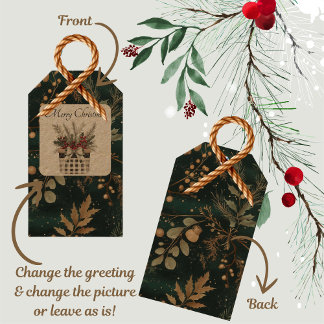 Elegantes grünes botanisches Weihnachtsfest Geschenkanhänger
