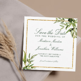 Elegantes grünes Botanisches Weinberggold Save the Einladung