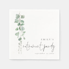 Elegantes grünes Eucalyptus Name Retirement Party Serviette