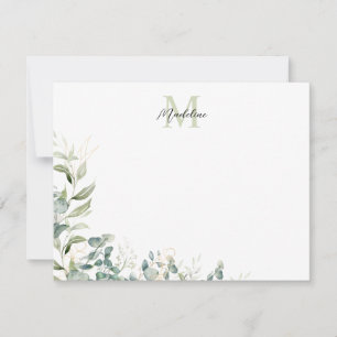 Elegantes grünes Eukalyptus-Botanisches Monogramm Mitteilungskarte