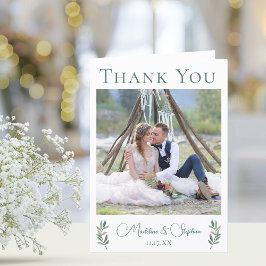 Elegantes grünes Eukalyptus-Leaf-Hochzeitsstift ge Dankeskarte