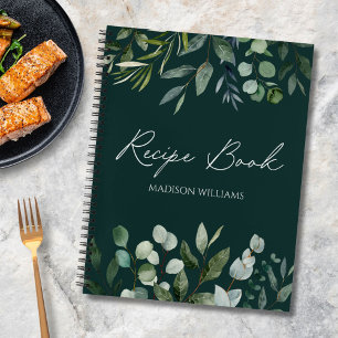 Elegantes grünes Eukalyptus-Rezeptbuch mit individ Notizbuch