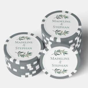 Elegantes grünes Eukalyptusblatt Personalisierte H Pokerchips