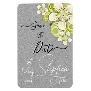 Elegantes grünes Floral Magnet