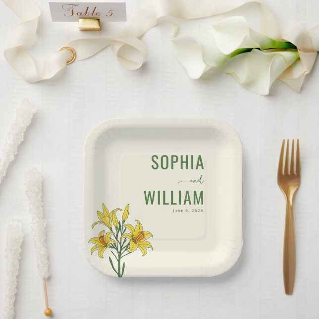 Elegantes grünes Floraldesign Pappteller (Hochzeit)