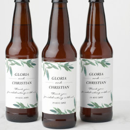 Elegantes grünes Foliage Wedding Beer Flasche Labe Bierflaschenetikett