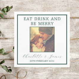 Elegantes grünes Foto für Hochzeiten Serviette