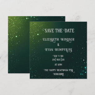 Elegantes grünes Glitzern-Design für die Hochzeit Save The Date