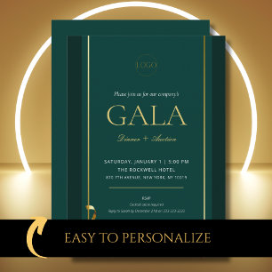 Elegantes grünes Gold-Gala zur Mittelbeschaffung Einladung