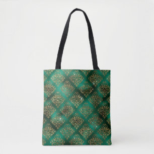 Elegantes grünes Gold Glitter Damast Chic