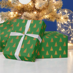 Elegantes grünes Gold-Glitter-Weihnachtsbäume-Must Geschenkpapier
