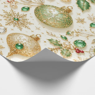 Elegantes grünes goldenes Weihnachtsschmuck-Verpac Geschenkpapier