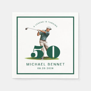 Elegantes Grünes Golf 50. Geburtstag Serviette