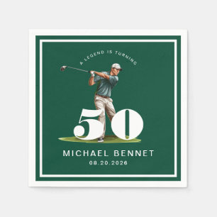 Elegantes Grünes Golf 50. Geburtstag Serviette