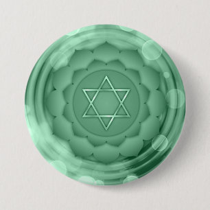 Elegantes grünes Herz Chakra Zen Yoga Spirituell Button