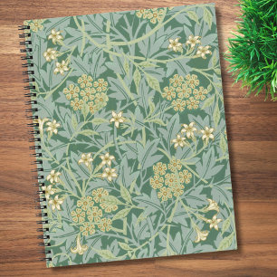Elegantes grünes Jasmin-Blumenmuster Notizbuch