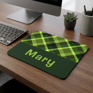 Elegantes grünes Karo-Monogramm-Mauspad Mousepad