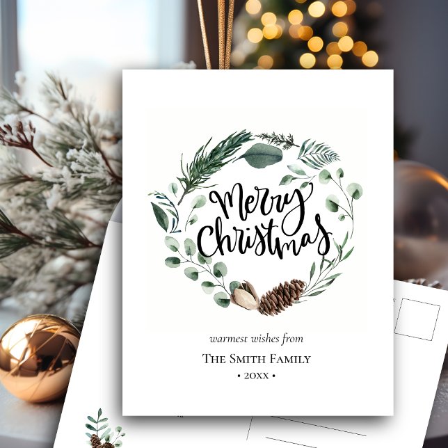 Elegantes grünes Kiefernwald Wasserfarbe Postkarte (Von Creator hochgeladen)