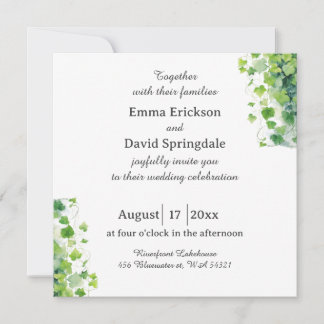 Elegantes grünes Leaf-Hochzeitsempfang Einladung