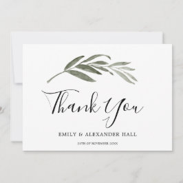 Elegantes grünes Leaf Moderne Hochzeit Dankeskarte