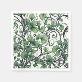 Elegantes grünes Leaf- und Weinmuster Serviette