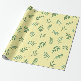 Elegantes grünes Leaf-Wrapping Paper über Creme Geschenkpapier